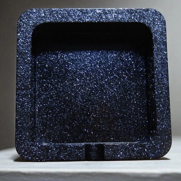 NEW Black & Silver Ashtray or Trinket Dish with sparkle-glitter finish. - Picture 1 of 7